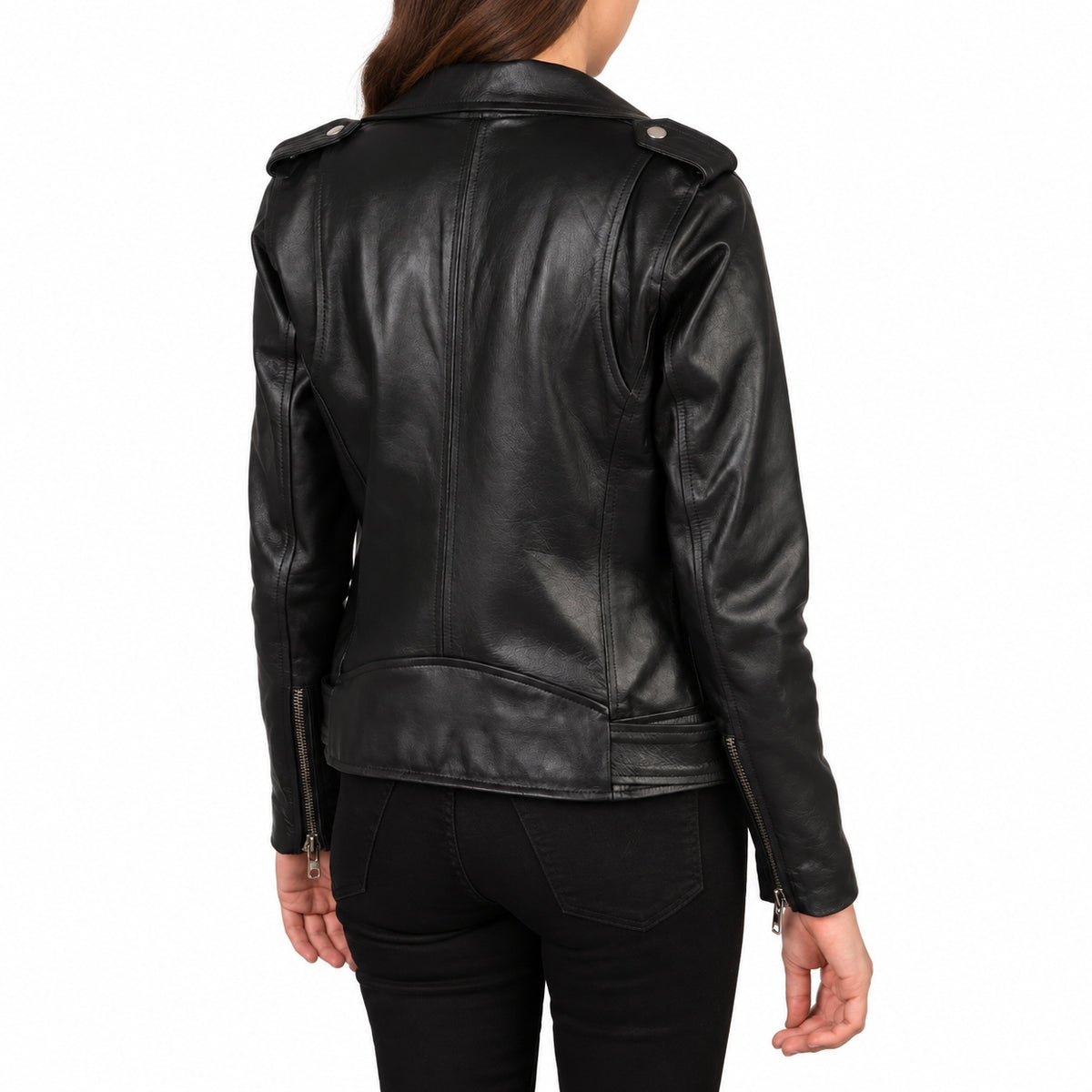Alison Black Leather Biker Jacket | Real Cowhide Leather