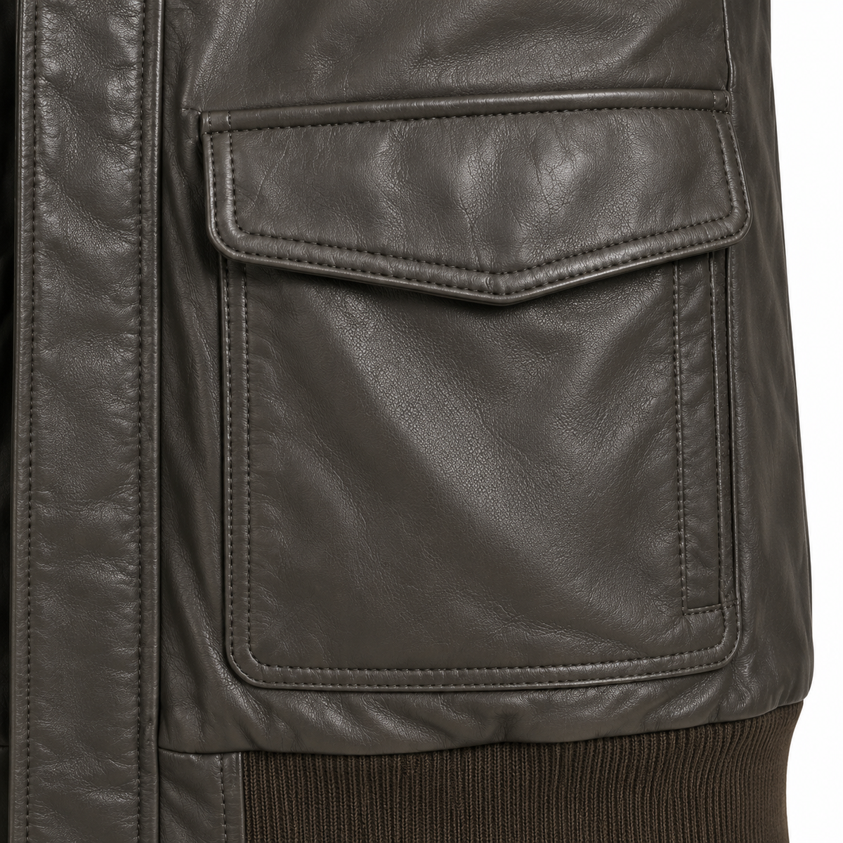 big tall bomber jacket for men side view with rib knit cuffs and hem and snap pockets,