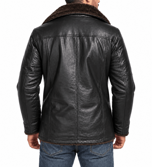 The Mercer - Classic Notch Collar Leather Trench Coat - INDIGO JACKETS