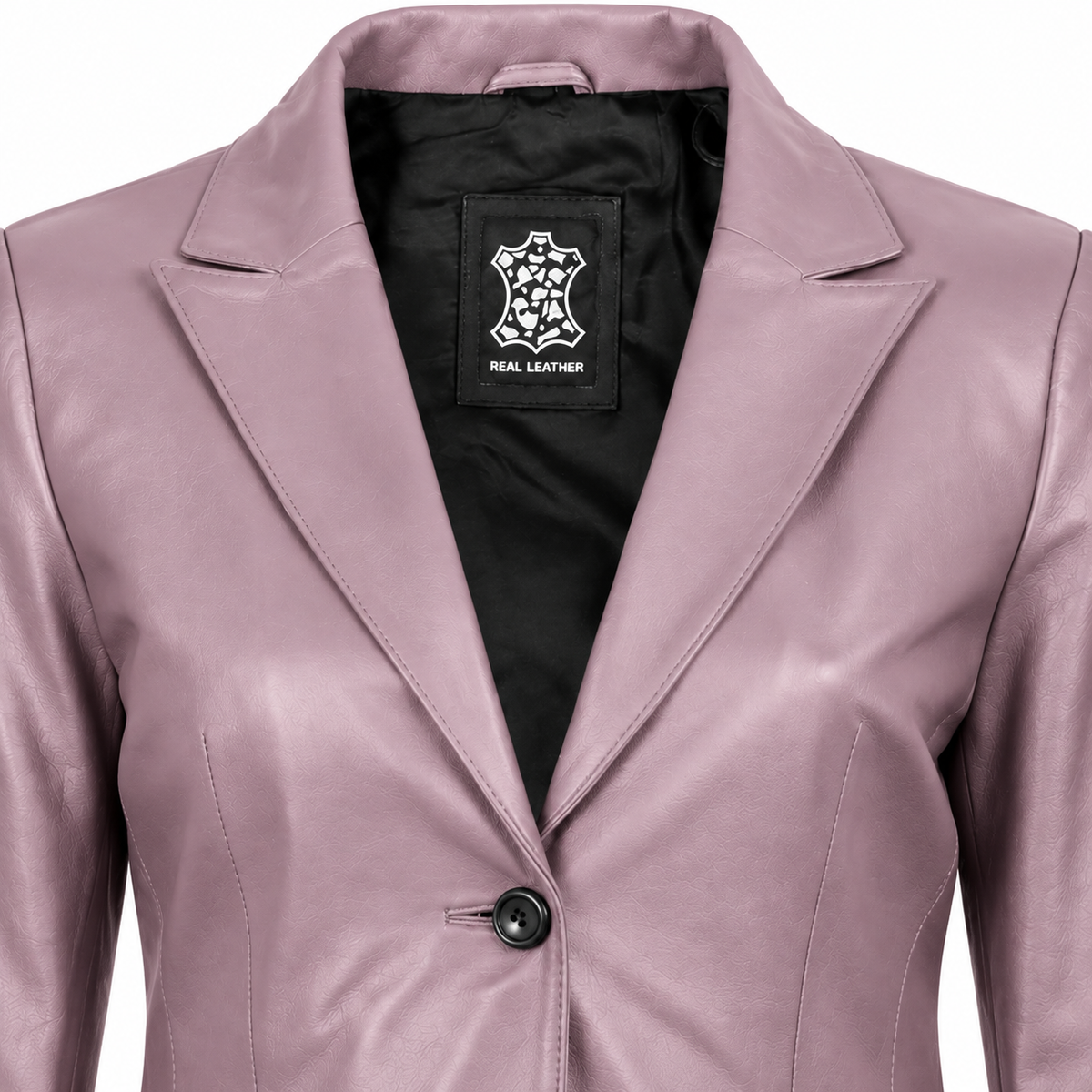 Women's Dusty Lavender Two-Button Lambskin Leather Blazer