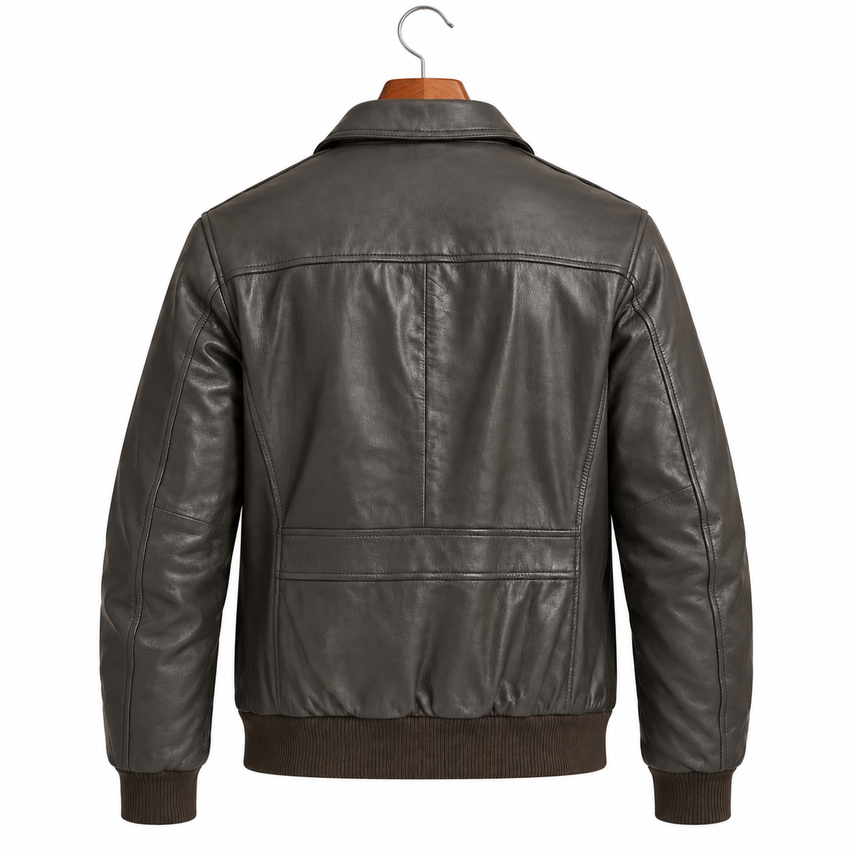 deep brown leather bomber jacket back view - buttery soft lambskin bomber